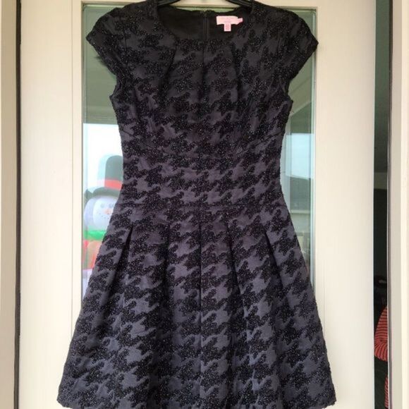 Ted Baker 'Caley' Sparkle‎ Jacquard Houndstooth Fit & Flare Dress - Picture 1 of 9